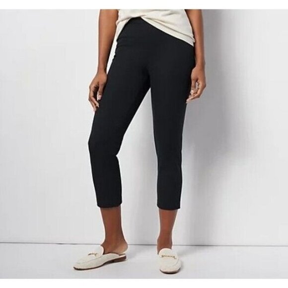 Isaac Mizrahi Live! Tall 24/7 Stretch Crop Pants Pockets Pitch Black, Tall 10 - Picture 1 of 1